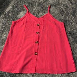 Women’s button up v-neck tank top.  Hot pink. Size medium.